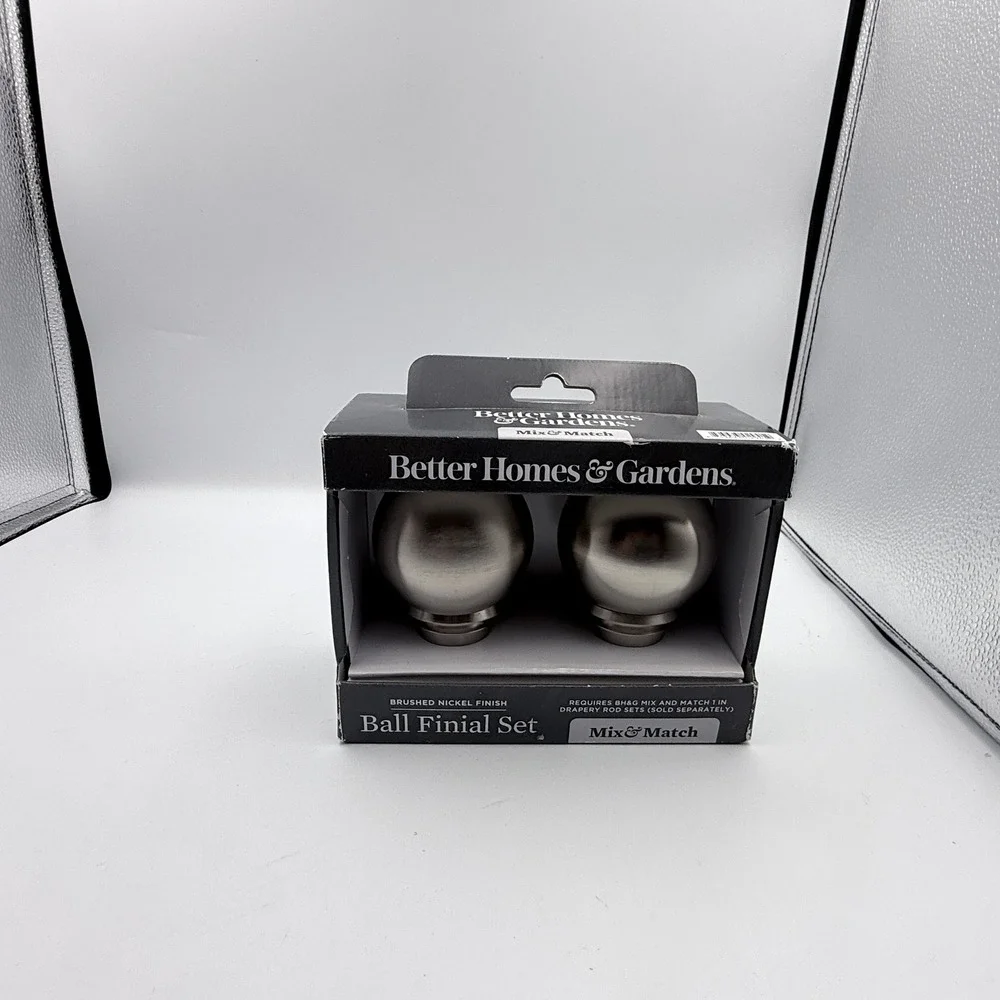 Better Homes & Gardens Ball Finial Set 1 Inch Brushed Nickel Mix & Match